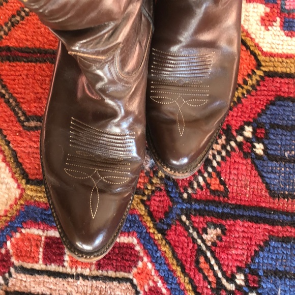 Tony Lama men’s tall heeled leather cowboy boots - Picture 5 of 7